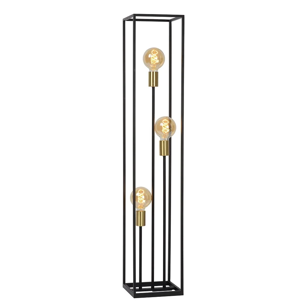 [LUC-00724/03/30] Lucide Stehleuchte RUBEN 3 flammig, quadratisch E27 IP20, gold matt, Messing, schwarz