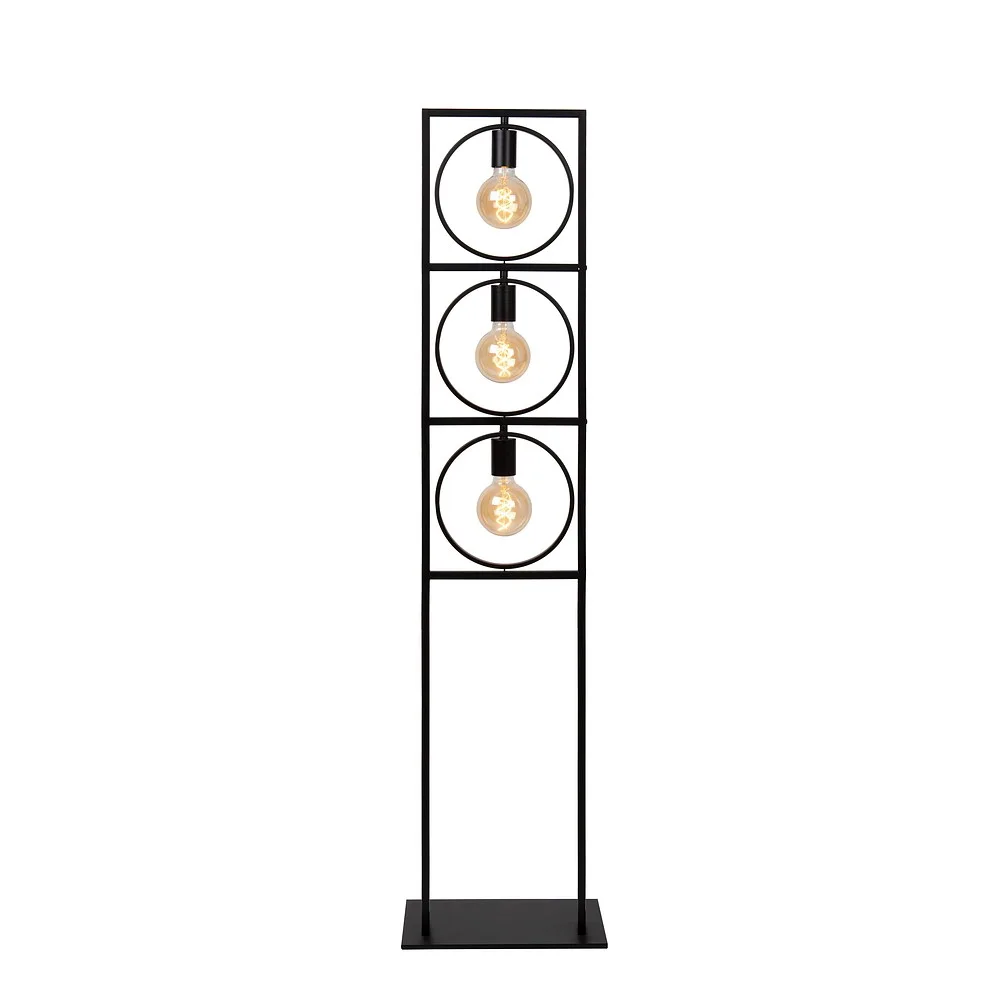 Lucide Lampadaire SUUS 3 flammes, carré E27 IP20, noir dimmable