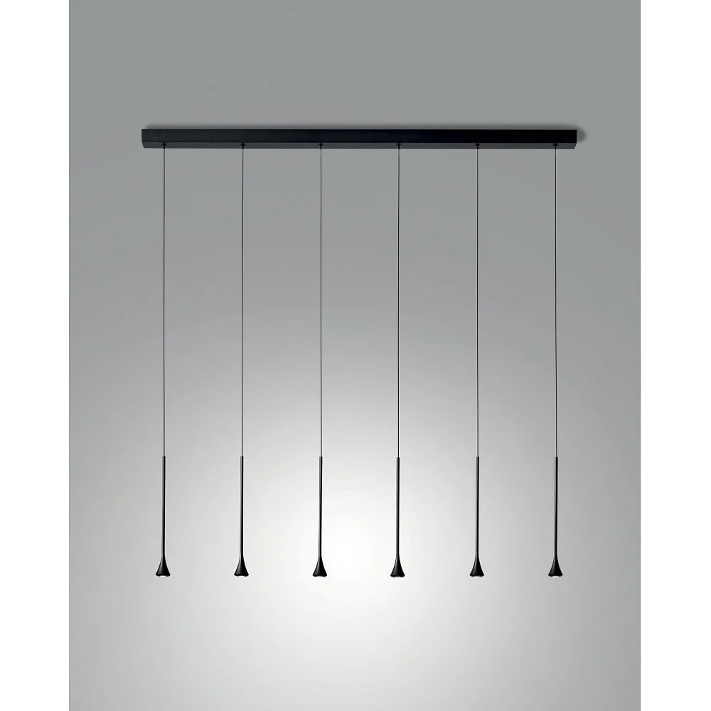 Fabas Luce Suspension SUSA 6 flammes IP20, dimmable – noir