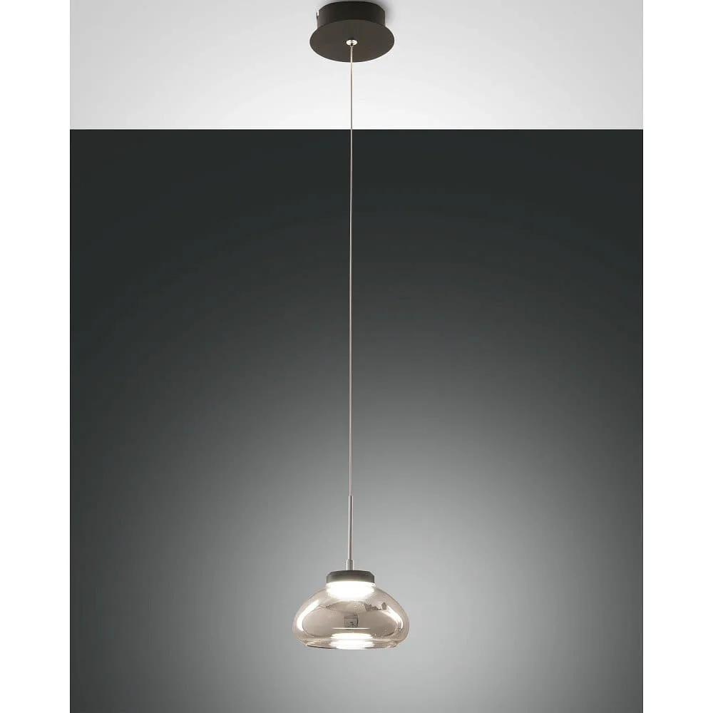 [FAB-3547-40-126] Fabas Luce LED Pendelleuchte ARABELLA, 1x 8W, 3000K, 720lm, IP20, Höhe 200cm max., weiß (rauchfarben Schwarz, Ø∕ H: 14∕ 200 cm, Ø: 14 cm)