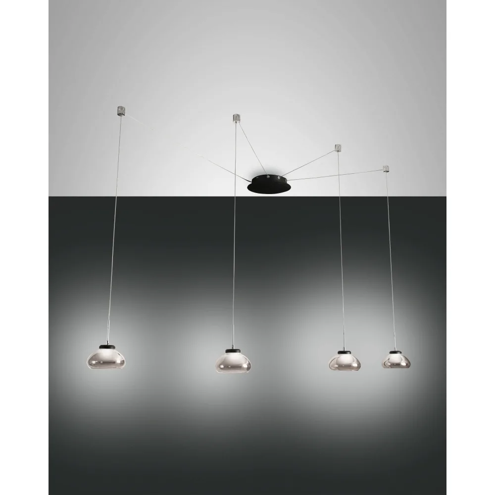 Fabas Luce Suspension LED ARABELLA 2, 4x 8W, 3000K, 2880lm, IP20, blanc – couleur fumée noir