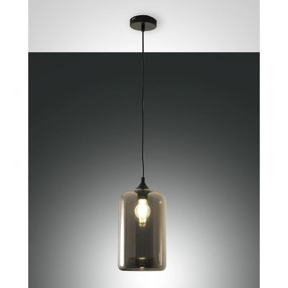 [FAB-3491-40-126] Fabas Luce Pendelleuchte SILO, E27, 1x 60W, IP20, amber (rauchfarben Schwarz)