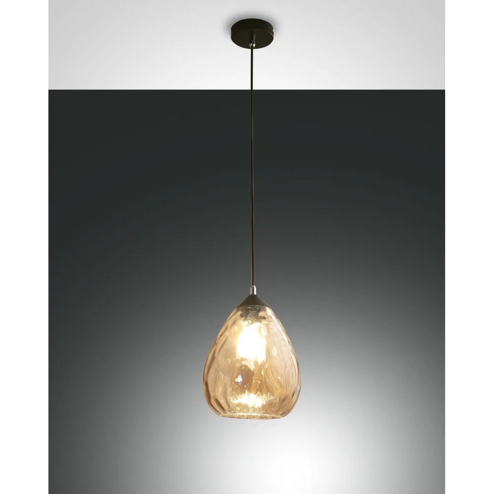 Fabas Luce Lampada a sospensione GISELLA, E27, 1x 60W, IP20, ambra, Ø∕ H: 20∕ 200 cm, Ø: 20 cm