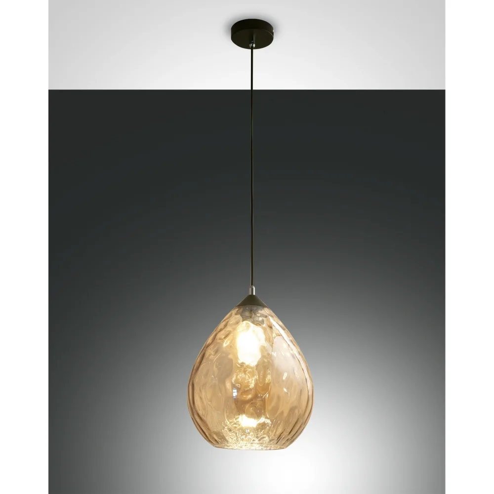 Fabas Luce Pendelleuchte GISELLA, E27, 1x 60W, IP20, amber, Ø∕ H: 26∕ 200 cm, Ø: 26 cm