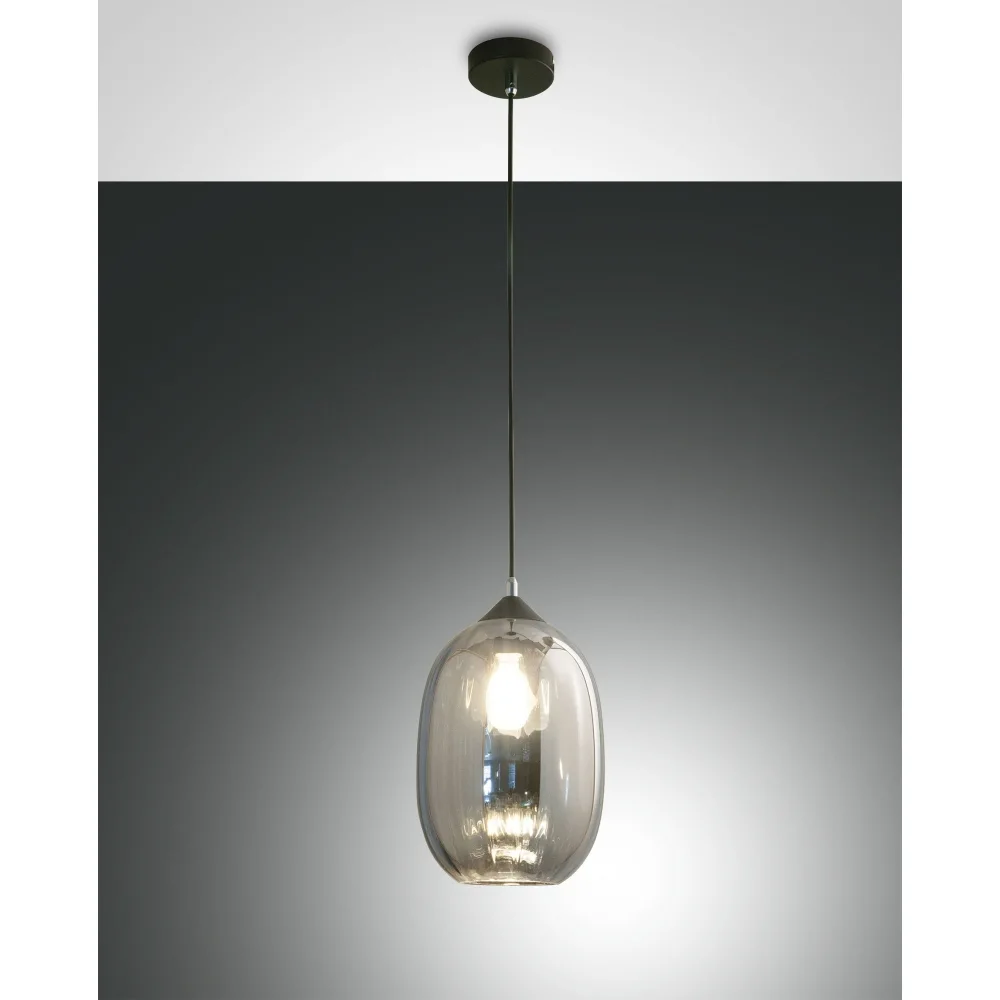 Fabas Luce Suspension INFINITY, E27, 1x 60W, IP20, gris transparent, Ø∕ H: 20∕ 200 cm, Ø: 20 cm