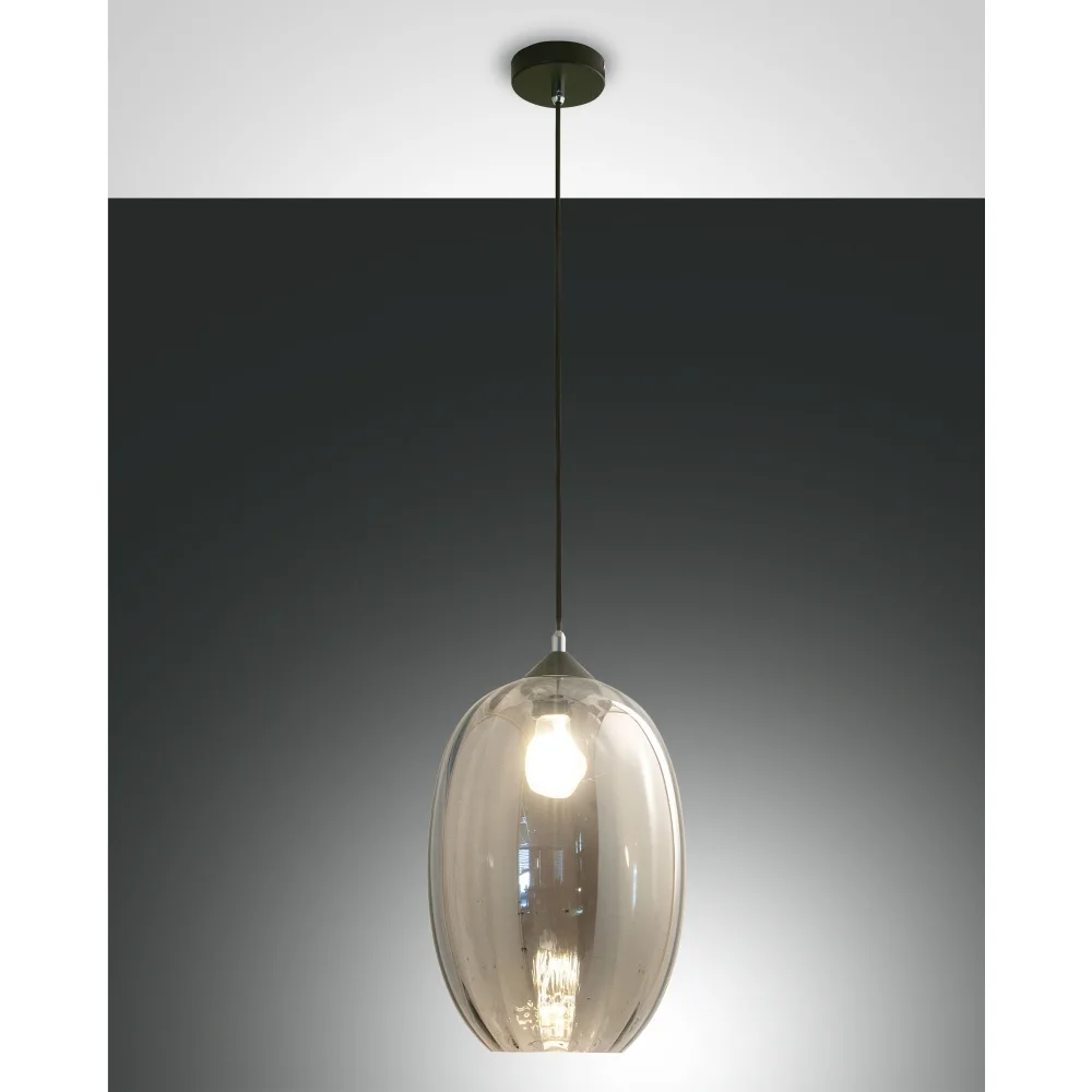 Fabas Luce Pendelleuchte INFINITY, E27, 1x 60W, IP20, grau transparent, Ø∕ H: 25∕ 200 cm, Ø: 25 cm