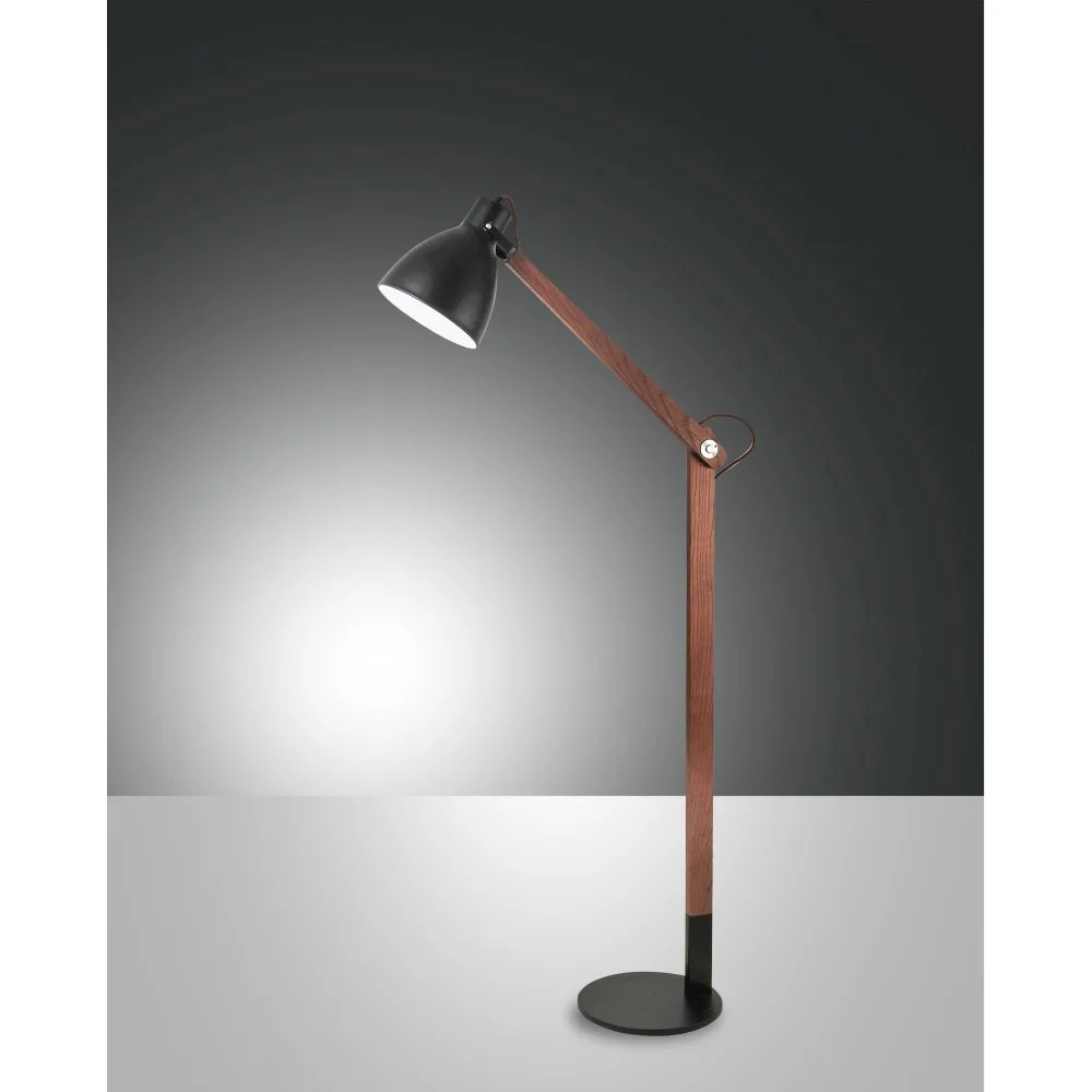 [FAB-3644-11-101] Fabas Luce Lampadaire SVEVA Liseuse, E27, 1x 60W, IP20, noir / couleur Noyer