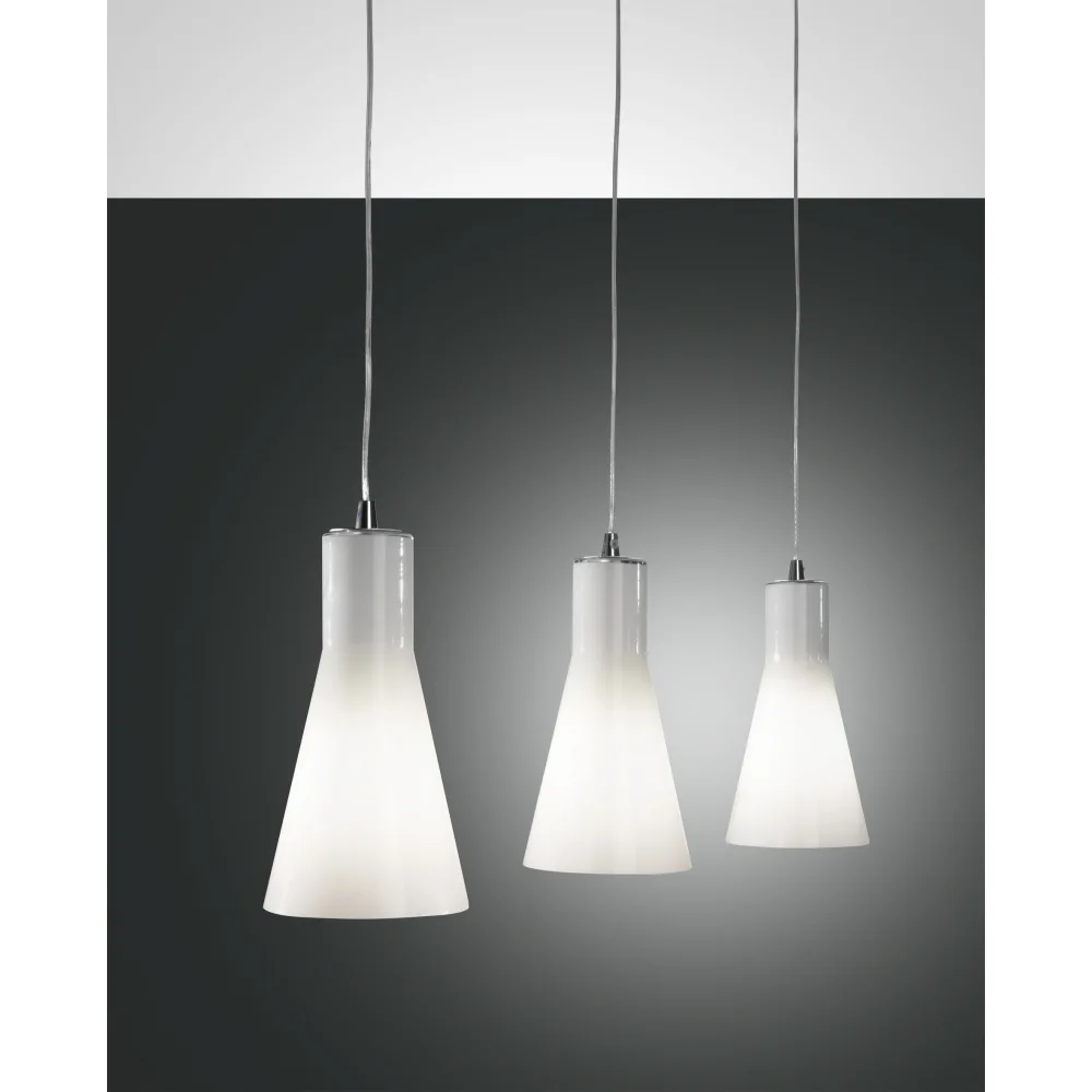 Fabas Luce DIANA Pendelleuchte, E27, 3-flammig, verchromt / Glas weiß