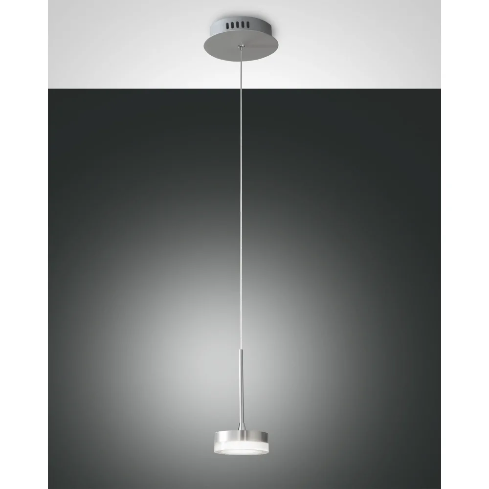 Fabas Luce DUNK Suspension LED, aluminium brossé, 1 flamme