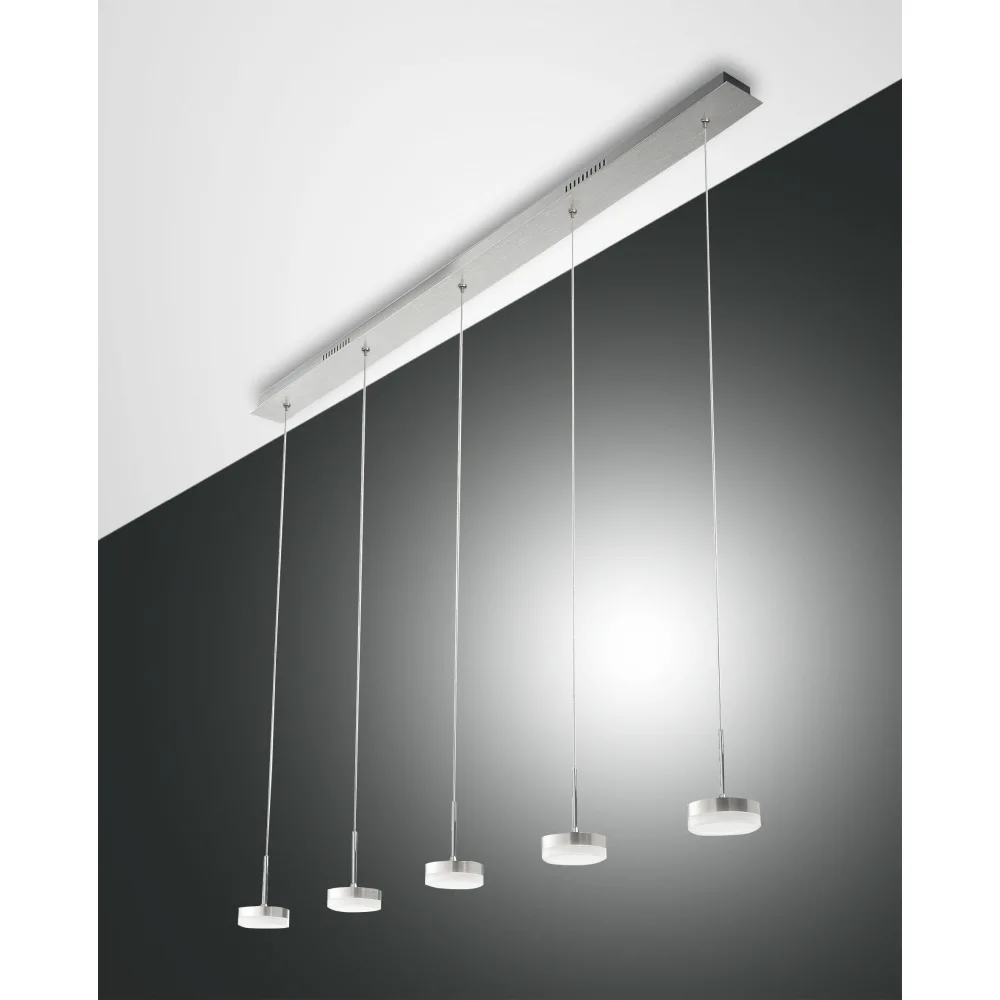 Fabas Luce DUNK LED Pendant luminaire, brushed aluminum, 5 flames