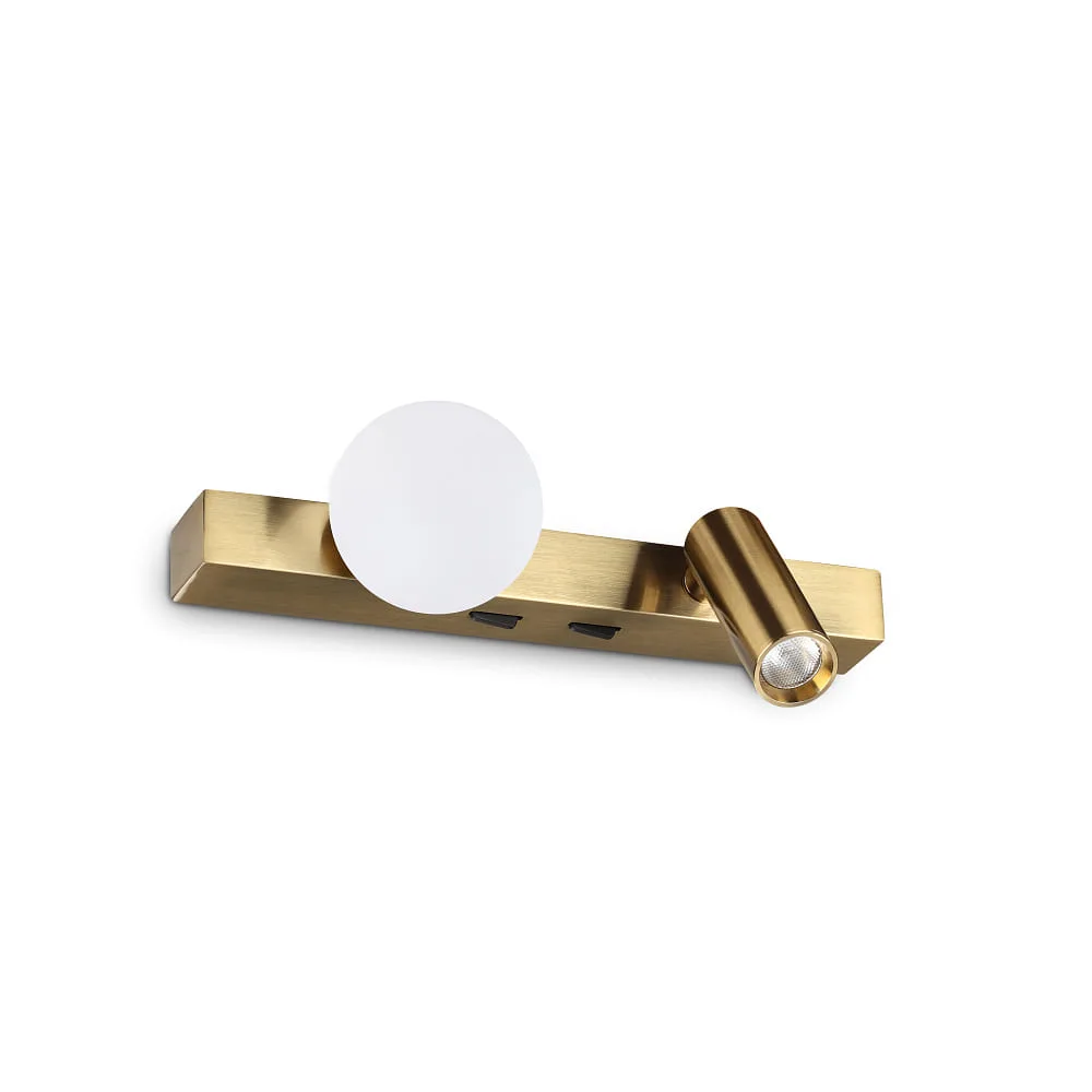 [IDEA-336671] Ideal Lux Applique PING PONG con faretto LED IP20 (Ottone)