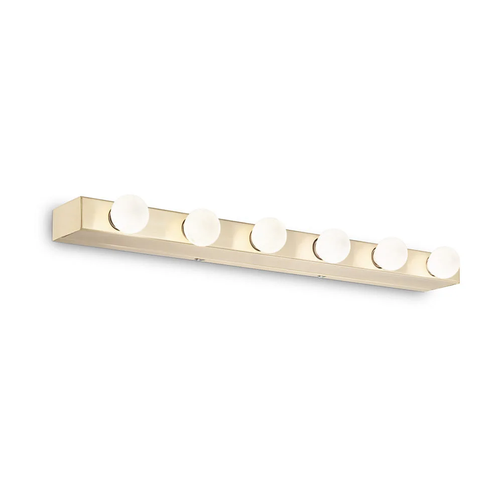 Ideal Lux Mirror luminaire PRIVÈ, IP20, 6 flames, width 60.5cm, E14 – brass