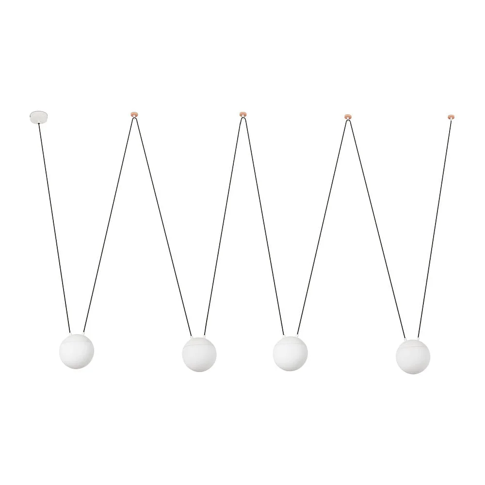 FARO BARCELONA Lampada a sospensione MINE a 4 luci E27 IP20, alluminio, legno, policarbonato (PC) – bianco opaco
