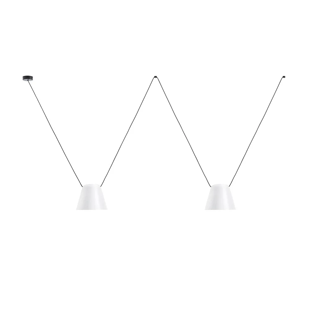 [LEDS-00-7395-05-14] LEDS C4 Lampada a sospensione ATTIC 2 a 2 luci, conica E27 IP20, lunghezza cavo: 400 cm, Ø/L/A: 24/24/175 cm (bianco)
