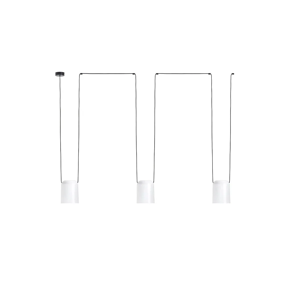 LEDS C4 Lampada a sospensione ATTIC 3, a 3 luci E27 IP20, lunghezza cavo: 600 cm, Ø/L/A: 15/15/175 cm – bianco