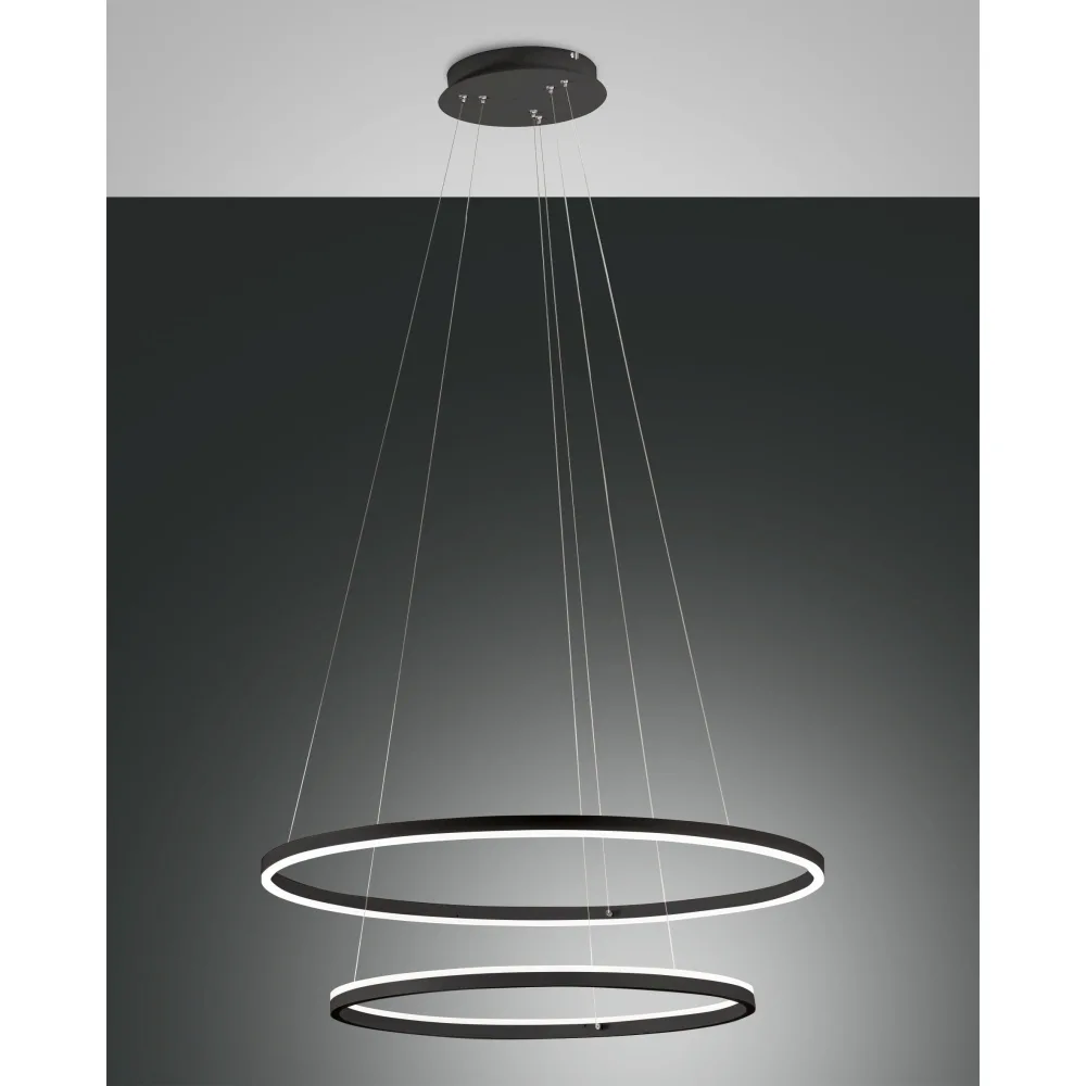 [FAB-3508-48-101] Fabas Luce LED-Pendelleuchte GIOTTO, 37+28W, 3000K, 4030+3020lm, IP20, Smartluce-kompatibel (schwarz satiniert)
