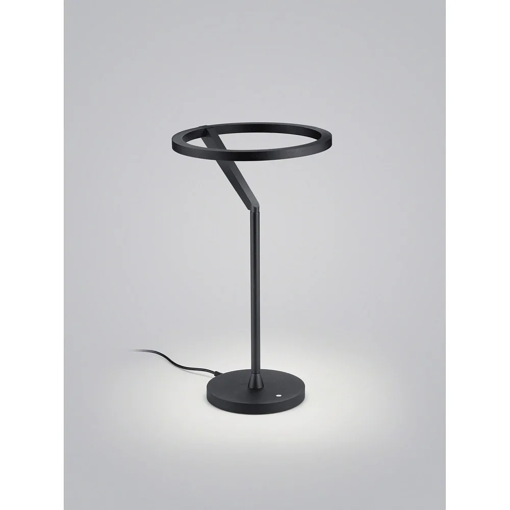 Helestra Lampada da tavolo ELARA con dimmer touch, a forma di anello IP20 – nero opaco