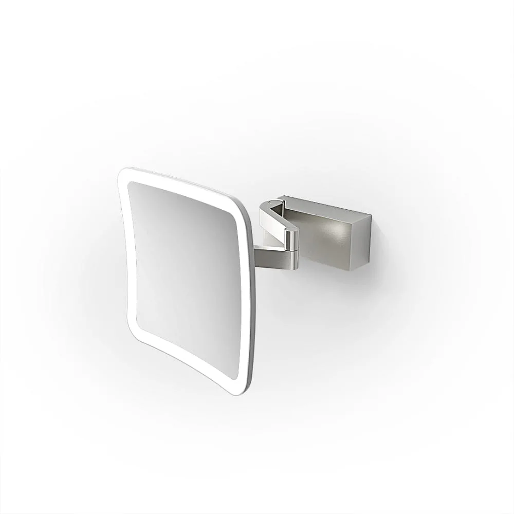 Decor Walther Specchio illuminato VISION S, specchio con ingrandimento 5x, IP44, acciaio inox opaco