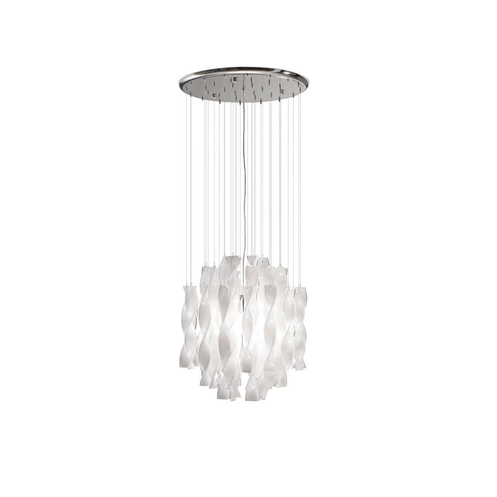 Axolight Pendelleuchte SP AURA 45, E27, IP20, Muranoglas – Chrom Weiß