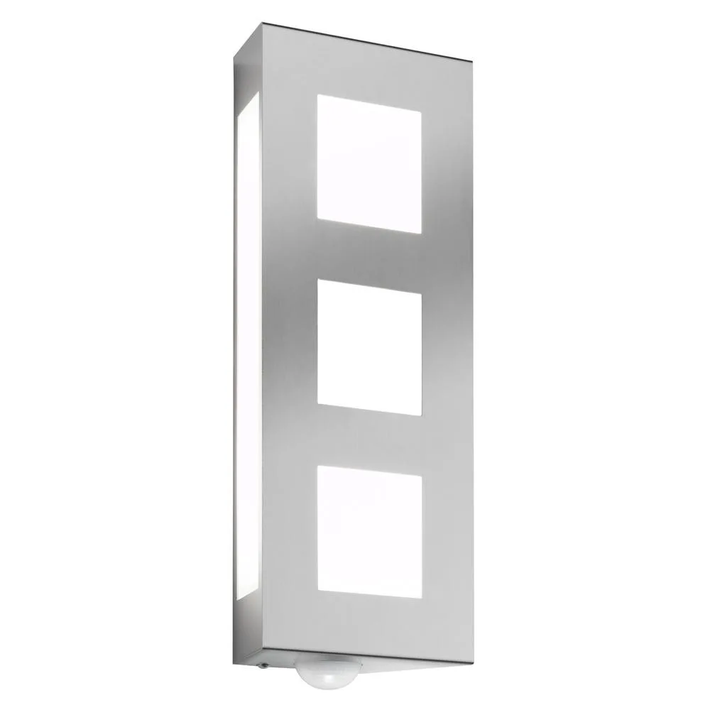 [CMD-26/BM] CMD Applique da esterno AQUA TRILO con rilevatore di movimento, acciaio inox, IP44, E27