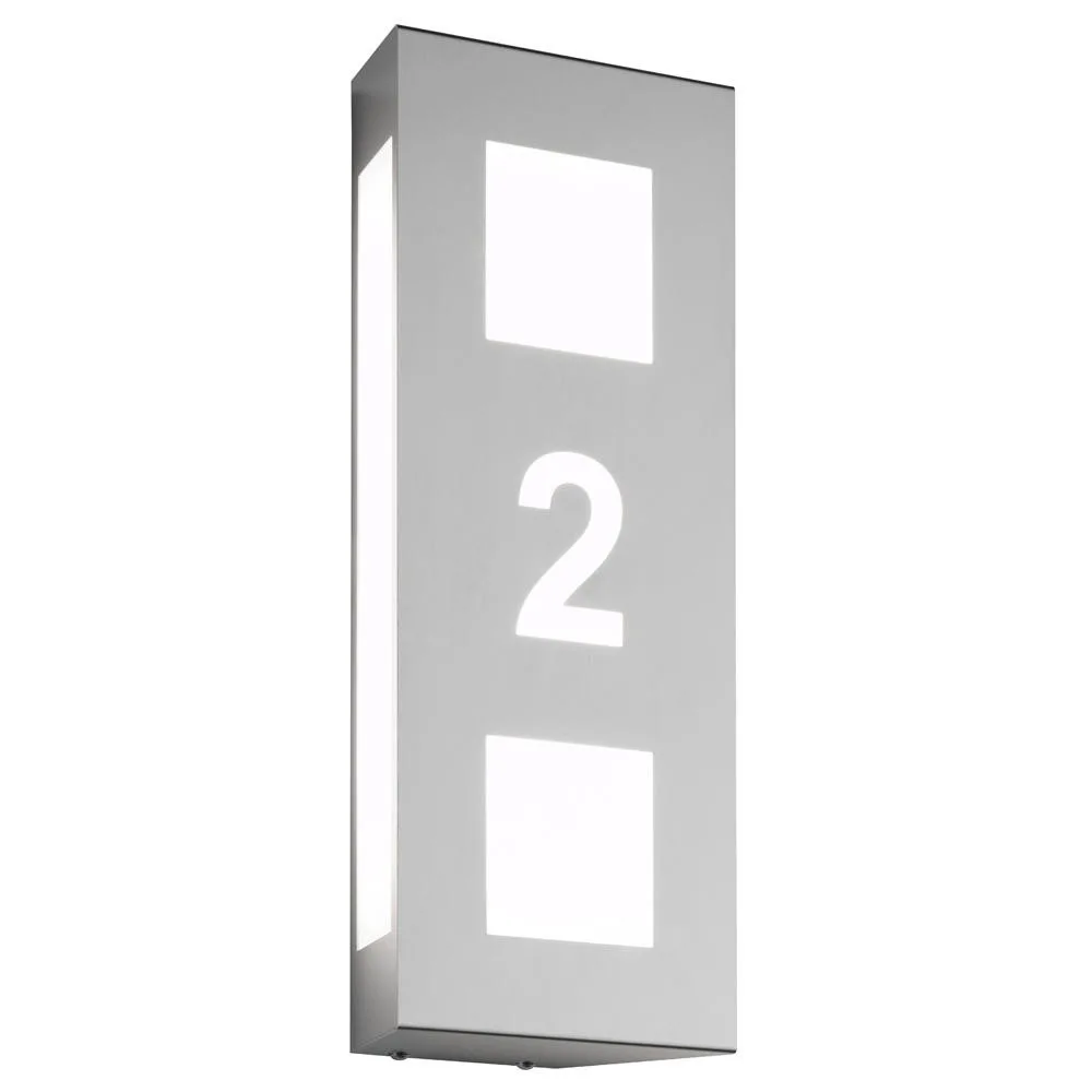 [CMD-26/HN] CMD Applique d'extérieur AQUA TRILO, avec numéro de maison (découpe), acier inoxydable, IP44, E27