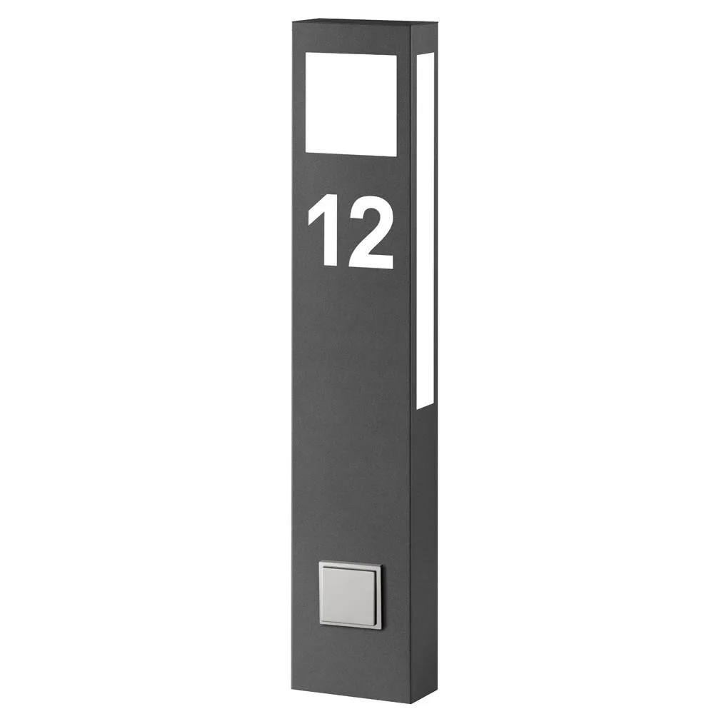 CMD Outdoor LED floor lamp AQUA PAULO with house numbers (cut out) + power plug, IP44, 80cm, 2G11, stainless steel, anthracite