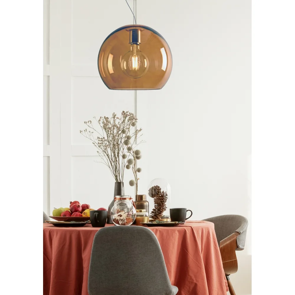 Casablanca Lampada a sospensione BALL 1 fiamma E27 IP20, alluminio spazzolato, rame, dimmerabile