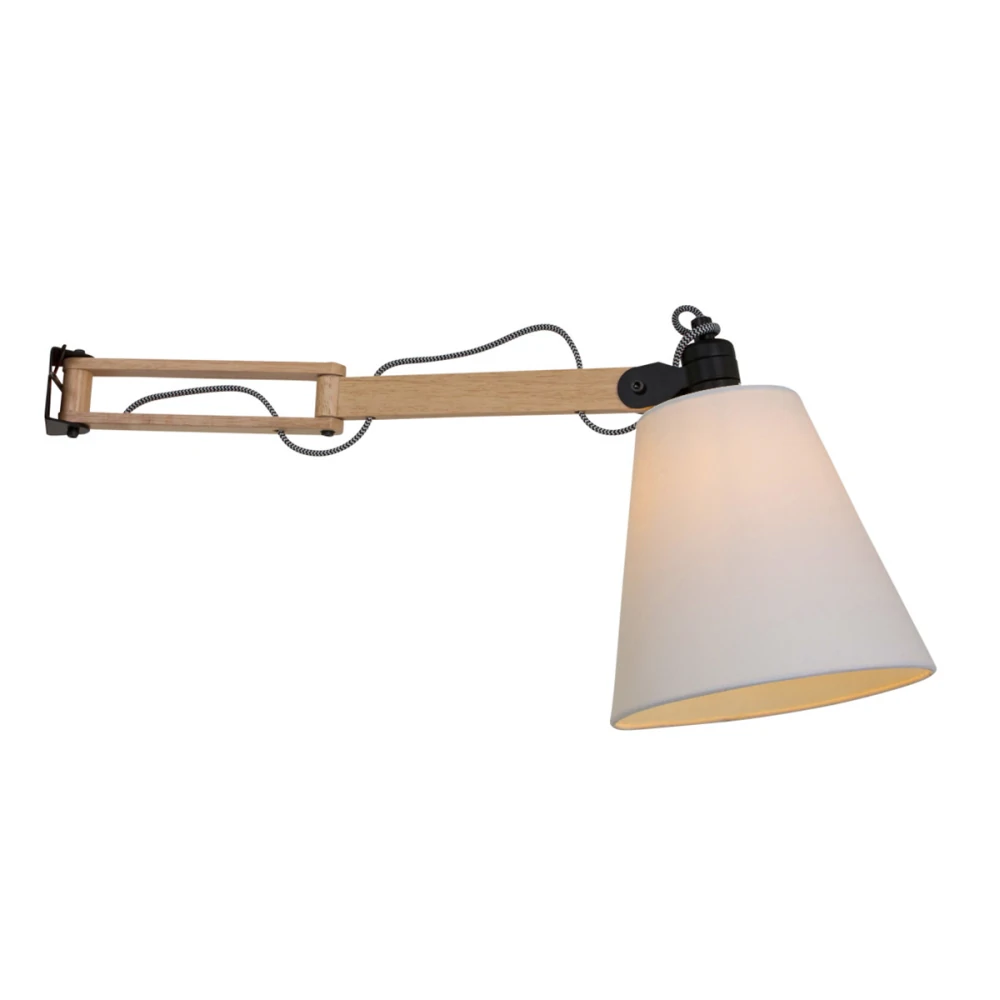 [STE-8853BE] Mexlite Applique murale DION, 1 lumière, hêtre, total-L∕ H∕ P: 20∕ 24∕ 55 cm, abat-jour-Ø∕ H: 20∕ 20 cm, abat-jour haut-Ø: 10,5 cm, portée max.-L: 46 cm, fixation murale-L∕ H∕ P: 2∕ 5,2∕ 2 cm