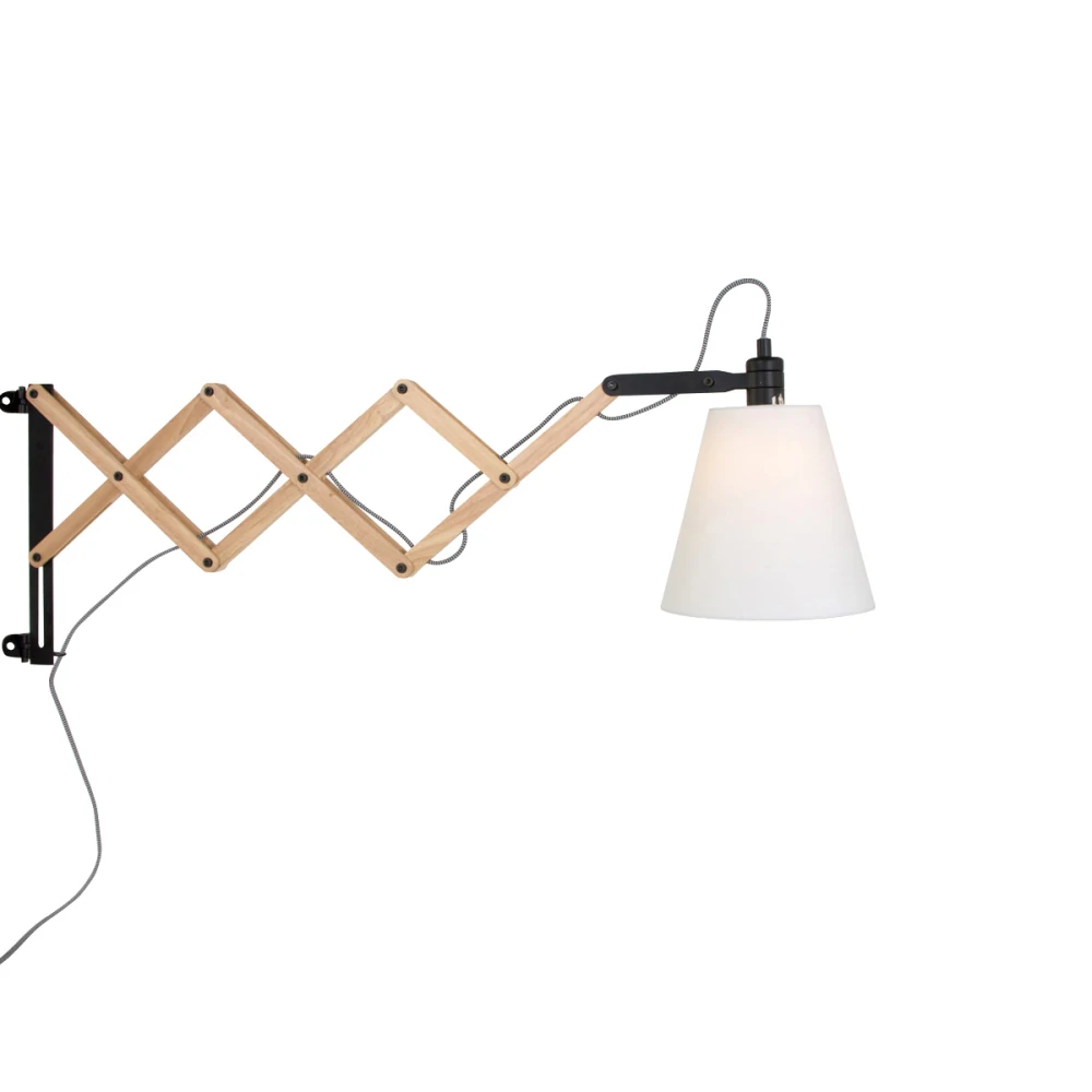 Mexlite Applique DION, 1 luce, faggio, min.-L∕ A∕ P: 20∕ 30,5∕ 80 cm, paralume-Ø∕ A: 20∕ 19,5 cm, attacco a parete-L∕ A∕ P: 4,7∕ 30,5∕ 0,3 cm