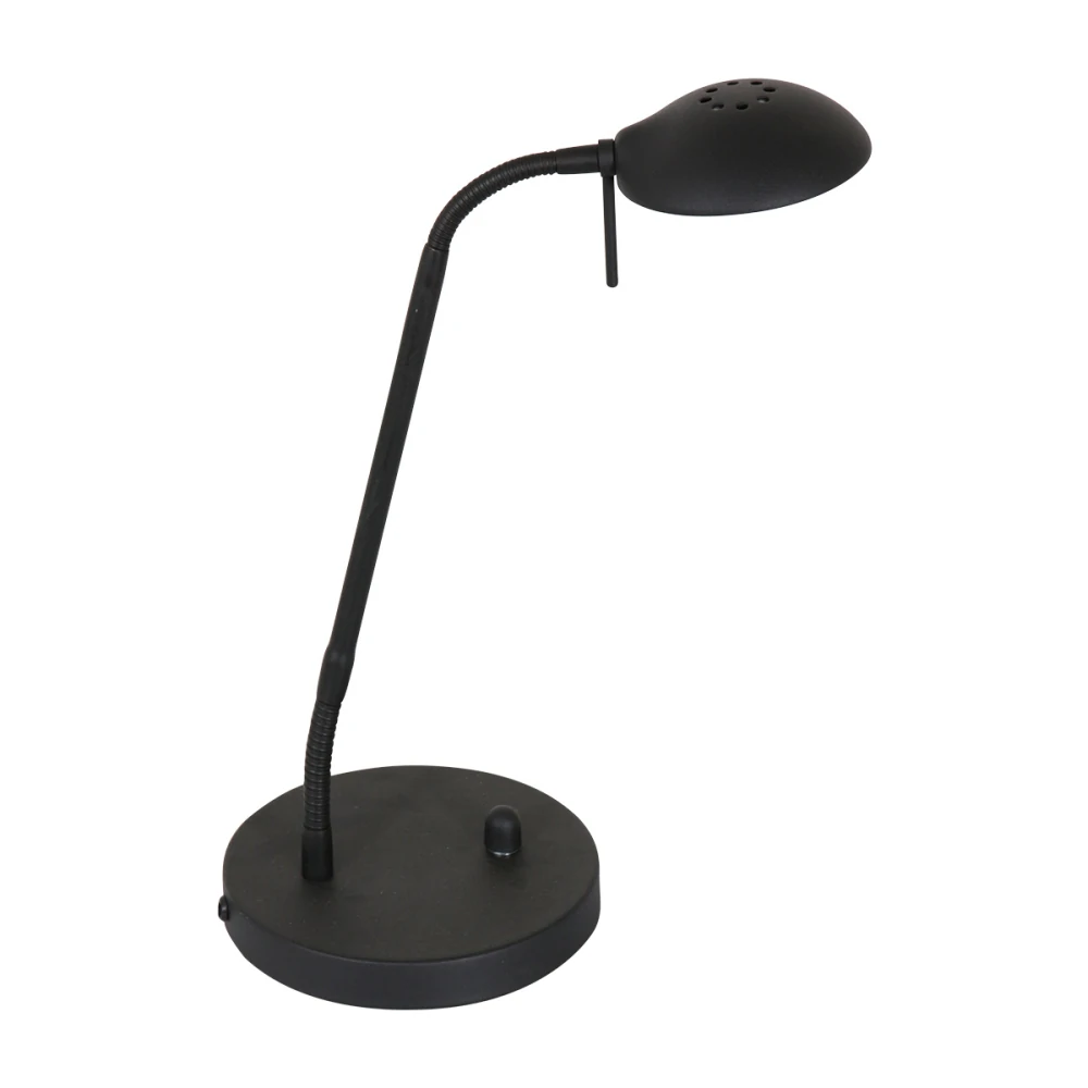 [STE-7502ZW] Mexlite Lampada da tavolo BIRON con interruttore, con braccio flessibile IP20, nero opaco, dimmerabile