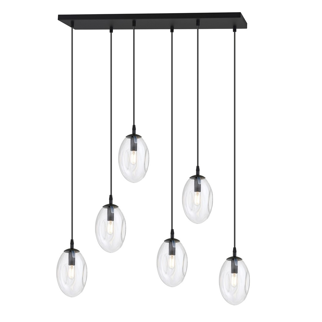 Lampada a sospensione Astral 6 Nero – trasparente