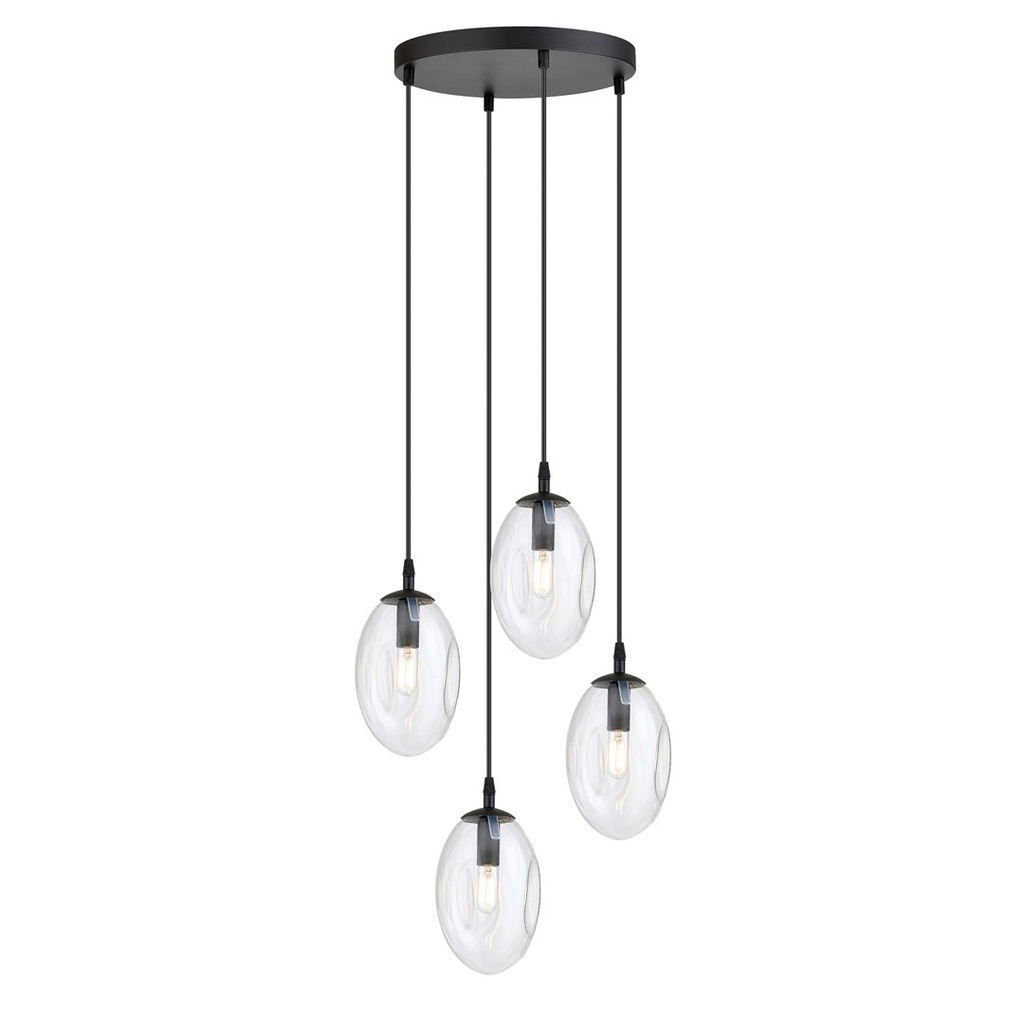 Lampada a sospensione Astral 4 Nero Premium – trasparente