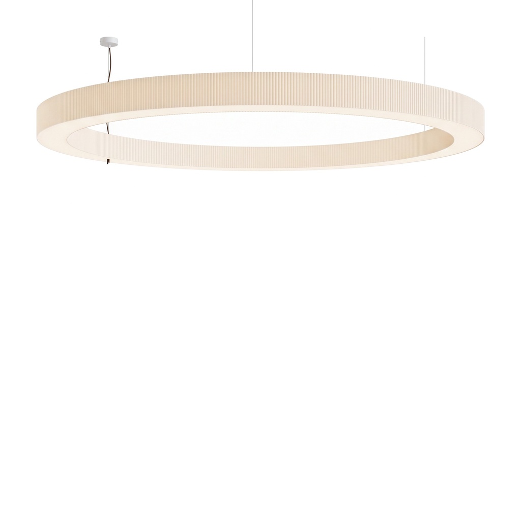 [R3-BI-041-RM13] R3 CLEOPATRA Large Pendant Lamp with Pleated Lampshade, Entirely Handmade in Italy (White, Ivory Pongé, Glossy espresso brown fabric cable)