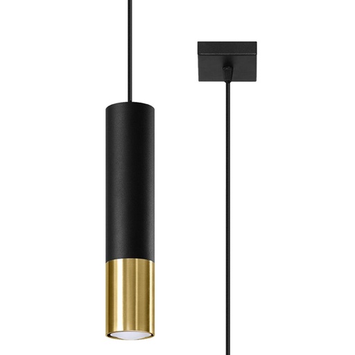 [SL.0952] LOOPEZ 1 Black & Gold Suspension Lamp
