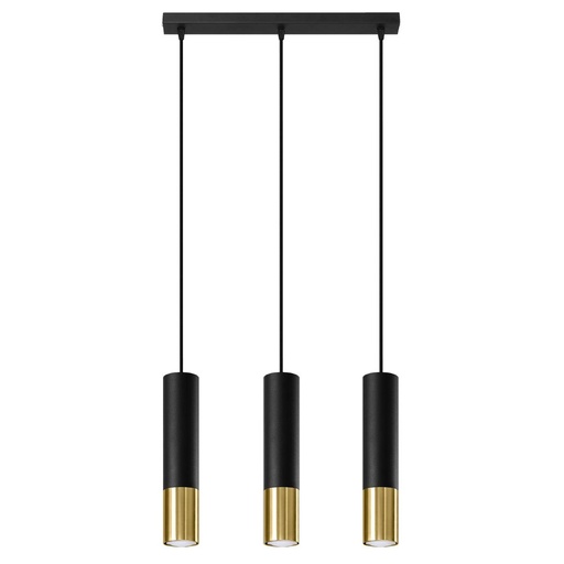 [SL.0954] LOOPEZ 3L Black & Gold Suspension Lamp 