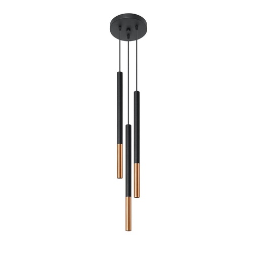 [SL.0890] Lampada a sospensione MOZAICA 3P nero/rame