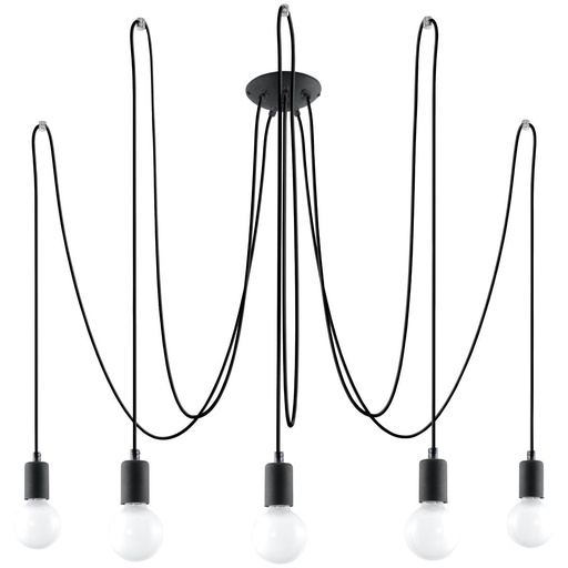 [SL.0371] EDISON 5 Lampadario nero