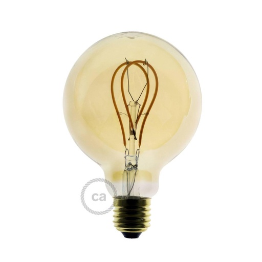 [8055681814585] Lampadina LED Dorata Globo G95 filamento Curvo a Doppio Loop 4,5W