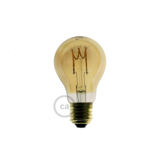 [8055681811478] Lampadina LED Dorata Goccia A60 filamento Curvo a Spirale 2,5W 136Lm