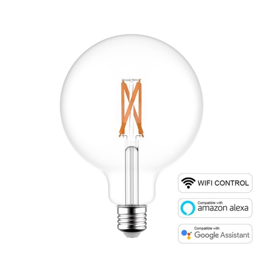 [8055681816534] Lampadina LED SMART WI-FI Globo G95 Trasparente 6,5W 806Lm E27
