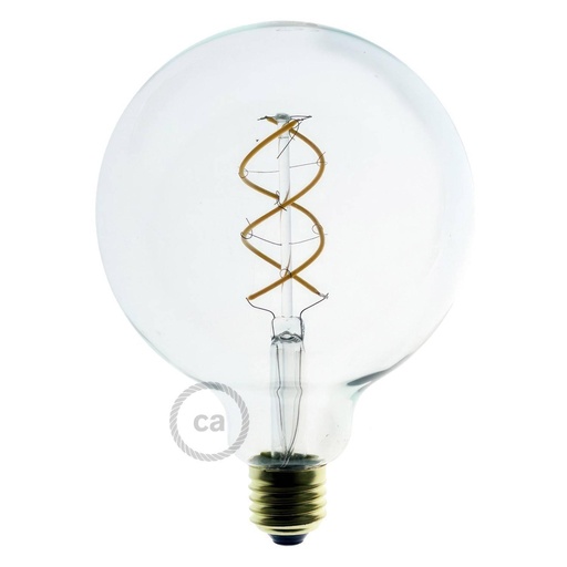 [8055681814547] LED Bulb Transparent Globe G125 Filament Curved Spiral 4.9W