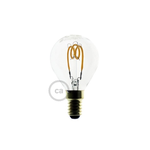 [8055681813250] Lampadina LED Trasparente Globo G45 filamento Curvo a Spirale 3W