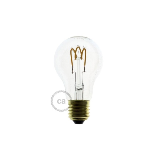 [8055681810815] LED Bulb Transparent Drop A60 Filament Curved Spiral 3W