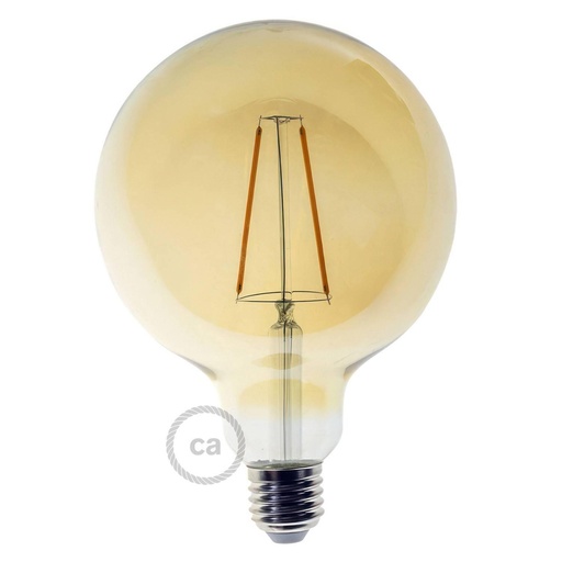 [8055681814660] Lampadina LED Dorata Globo G125 filamento Lungo 4W 400Lm E27 2000K