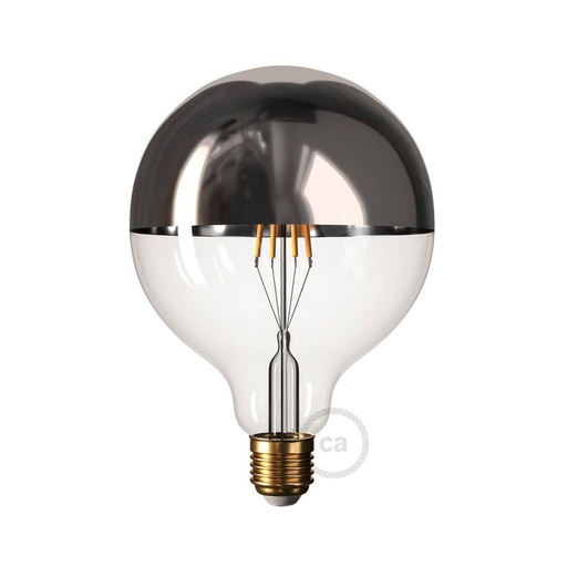 [8055681814721] Lampadina LED Mezza Sfera Argento Globo G125 7W 750Lm E27 2700K