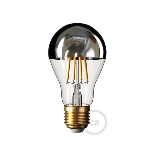 [8055681814981] Lampadina LED Mezza Sfera Argento Goccia A60 7W 660Lm E27 2700K