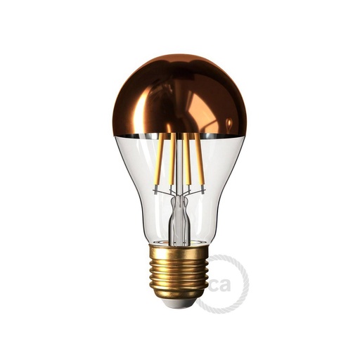 [8055681814974] Lampadina LED Mezza Sfera Rame Goccia A60 7W 806Lm E27 2700K