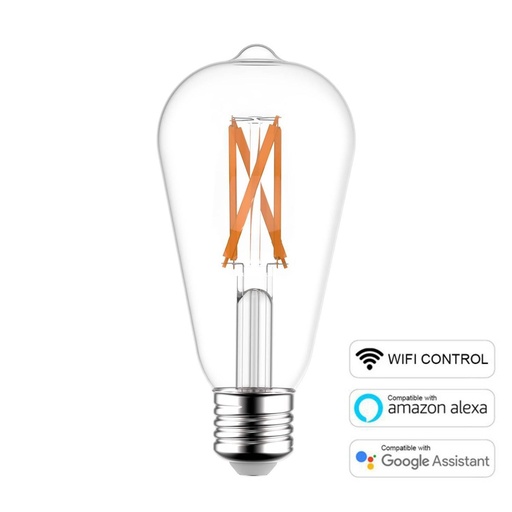[8055681816541] Lampadina LED SMART WI-FI Edison ST64 Trasparente 6,5W 806Lm E27
