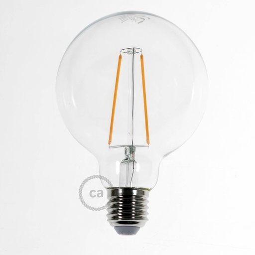 [8055681814653] Lampadina LED Trasparente Globo G95 filamento Lungo 4,5W 470Lm E27