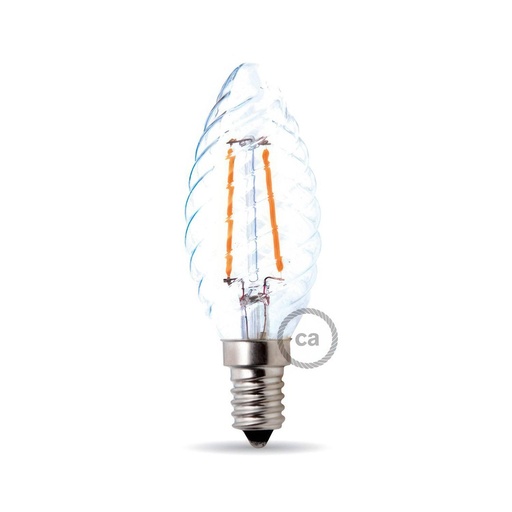 [8055681813069] Lampadina LED Trasparente Tortiglione 4W 440Lm E14 3000K